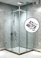 Kit de douche de bonne qualité en acier inoxydable à double base coulissante et à fermeture en douceur/coin de porte