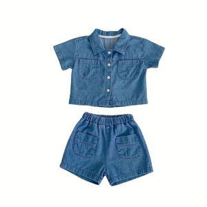 Bộ quần áo denim hè Engepapa cho bé, thiết kế logo tùy chỉnh, từ 1 sản phẩm trở lên, 2 món, thời trang cho bé gái và bé trai - Product Image 1