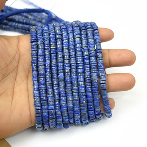 Perles de pierres précieuses en Lapis Lazuli faites à la main en forme de Heishi brins coupés à facettes pour les composants et les résultats de bijoux - Product Image 1