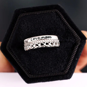 Anelli romantici a forma di cuore, eleganti gioielli da donna, regalo per la mamma - Product Image 4