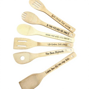 Custom Engraved Wooden <b>Spoon</b> Bamboo Cutlery Serving <b>Spoon</b> Kitchen Gift for Party Picnic Camping - Product Image 1