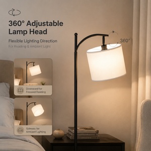 Lámpara de pie moderna con pantalla de tela, base de hierro, luz blanca cálida, para sala de estar, dormitorio, sofá, lectura, decoración del hogar, oficina interior - Product Image 3