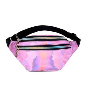 Sacs banane pour femmes, rose, argenté, noir, à motifs géométriques, sacs de ceinture, pochettes de poitrine pour téléphone - Product Image 2