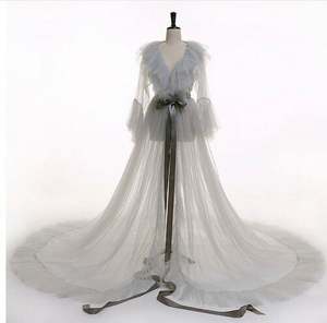 SFY1441 Women's Sexy <b>Long</b> Dress Elastic High Waist Transparent Mesh Breathable Knitted Robe Lingerie - Product Image 4