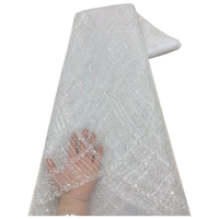 NI.AI-Tissu de dentelle rose vif en tulle brodé avec perles, matériel de mariage pour femmes