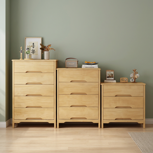 Modern Solid Wood 5 <b>Drawer</b> Dresser Flat Panel Design Storage Cabinet Bedroom Furniture Light Natural Finish Scandinavian Style - Product Image 4