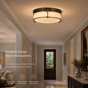 Plafonnier LED moderne en fer bronze industriel avec abat-jour en verre givré, lumière blanc chaud 3000K pour chambre à coucher et salon - Product Image 2