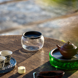 Round Glass <b>Tea</b> Wash Container With Lid Heat Resisting For Kung Fu <b>Tea</b> <b>Set</b> - Product Image 4