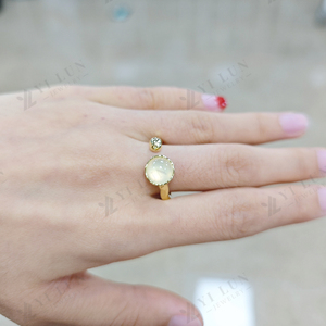 YILUN Anillo de piedra natural de oro Chapado en <span class=keywords><strong>plata</strong></span> de ley 925 Diseñ<span class=keywords><strong>o</strong></span> único Anillo de vidrio ajustable para mujer - Product Image 4