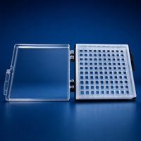 Boîte de rangement transparente antistatique en ABS carrée à auto-adhésion pour plaquettes de gel ESD et plaquettes de silicium, modèle 8512