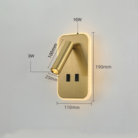 Applique murale LED moderne et simple pour intérieur, avec angle réglable, interrupteurs marche/arrêt et fonctions de lecture, idéale pour les hôtels et les chevets.