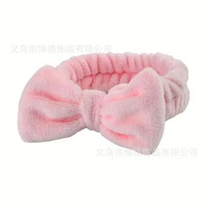 Leopard Print Coral Fleece Face Wash Headband Women Velcro Wide Brim Bow <b>Plush</b> Hair Band Cute Skincare Makeup Spa Hair Hoop - Product Image 6