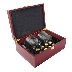 Reusable Stainless Steel Diamond Shaped Whiskey <strong>Ice</strong> <strong>Cubes</strong> &amp; Glasses Gift Set with Red Wooden Box - Product Image 5