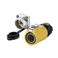 Connecteur étanche IP68 20A certifié CE, prise de câble d'alimentation à montage sur panneau à 3 broches, assemblage à joint bout à bout, LP-20-C03PE-01-001