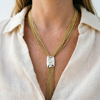 Cadena de suéter de lujo para mujer, moderna, de múltiples hilos, con borlas, chapada en oro, de aleación, en dos tonos oro y plata, joyería llamativa al por mayor.