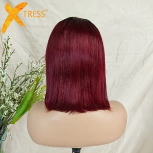 วิกผมแท้ทรงบ็อบวิก<span class=keywords><strong>ผม</strong></span>หนาสี150% เบอร์กันดี - Product Image 4