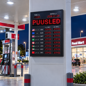 Pannello LED P3.75 per Visualizzazione Tassi Bancari, Display Digitale Rosso per Tassi Valutarie, Schermo per Banconi di Hotel e Hall - Product Image 1