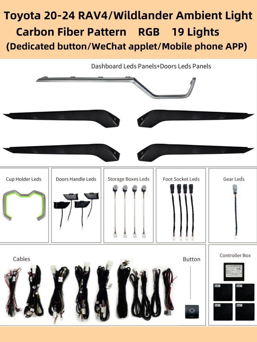 Patrón de fibra de carbono RGB 19 luces