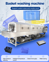 Machine de nettoyage industrielle pour paniers, bacs et caisses, machine de lavage tunnel pour paniers d'œufs, fruits de mer, légumes et fruits