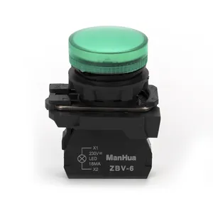 Manhua XB5-AV63 LED push button 2 vị trí Nhựa Knob chuyển tự khóa thiết lập lại Selector NC không có mùa xuân trở lại