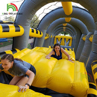 Obstacles gonflables géants jeux interactifs avec toboggan gonflable Combo en plein air Course d'obstacles Sprint équipement de Course pour adultes