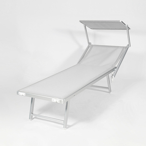 Chaise longue <span class=keywords><strong>de</strong></span> plage pliante moderne en aluminium pour extérieur, avec pare-<span class=keywords><strong>soleil</strong></span> détachable et dossier réglable en hauteur, idéale pour le camping, le parc, la cour et la chambre. - Product Image 1