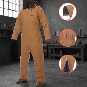 Combinaison de travail marron avec capuche et fermeture éclair, vêtements de sécurité pour usage industriel - Product Image 3