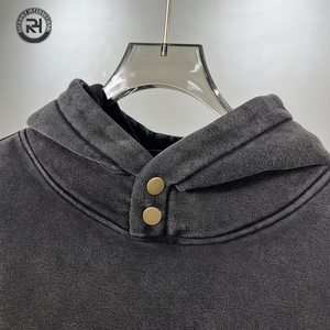 2025 personnalisé Vintage lavage à l'acide hiver à capuche 100% coton Streetwear pull surdimensionné unisexe haute qualité mode poche - Product Image 1