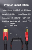Tiktokink 2k 4k 1080p 3D câble vidéo HDMI plaqué or Version 1.4 haute vitesse 48Gbps prise en charge du Test dynamique HDR TDR avec Ethernet