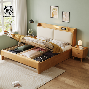 china supplier best price customized large stock dropshipping 1.8m king <b>bed</b> modern design bedroom furniture wooden king <b>size</b> <b>bed</b> - Product Image 4