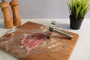 Presse à hamburgers ronde en acier inoxydable robuste avec long manche, presse à griller idéale pour les burgers plats - Product Image 3