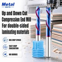 Fraise en spirale à compression à 2 dents en carbure monobloc, à coupe ascendante et descendante, pour routeur CNC, pour le travail du bois, du MDF et du contreplaqué