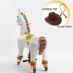 Jouet <span class=keywords><strong>licorne</strong></span> à chevaucher extra large 2 places avec roues, poney mécanique sans batterie, <span class=keywords><strong>licorne</strong></span> trotteuse pour enfants - Product Image 4