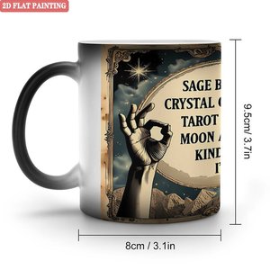 Mug en céramique noir givré 11oz, tasse à changement de couleur thermique, vierge, pour café et thé - Product Image 1