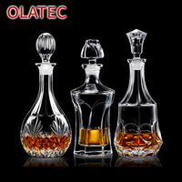 Bouteilles de whisky et de vodka en verre cristal OLATEC, design artistique moderne, verre taillé classique, contenants à spiritueux