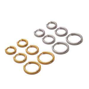 Pendientes de Aro de Acero Inoxidable con Baño de Oro de 18K, Diseño Geométrico Grande, Pendientes de Moda - Product Image 4