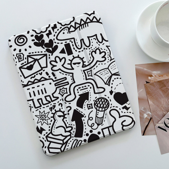 Cartoon Pattern Flat Protective Cover for IPadPro11 Three-Fold Grain Pattern Suction Wake-Up Sleep Features Mobile Phone Case