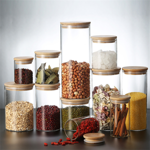 Free Sample Food Storage Jars Containers With Airtight Bamboo Lid For Candy Cookie Rice Sugar Flour Pasta Nuts