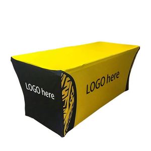 Housse de table personnalisée en polyester extensible pour publicité, 6ft/8ft, rectangulaire, pour salon professionnel, événement, logo, anti-plis - Product Image 2