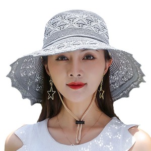 Sombrero de Sol de Ala Ancha para Mujer, Estilo Coreano, Plegable, Transpirable, de Hierba Natural, con Estampado por Transferencia de Calor, para Cabezas de 52-54cm - Product Image 2