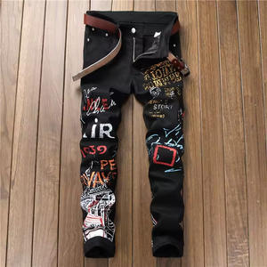 Atacado Personalizado Pantalones De Hombre <span class=keywords><strong>Jeans</strong></span> Stacked Pantalons <span class=keywords><strong>Jeans</strong></span> Pour Hommes Calças Masculinas Preto Mais Recente Design e <span class=keywords><strong>Jeans</strong></span> <span class=keywords><strong>Men</strong></span> - Product Image 3