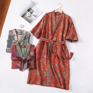 Peignoir en gaze double couche en pur coton, séchage rapide, pyjama léger pour le printemps et l'été, vêtements de maison - Product Image 6