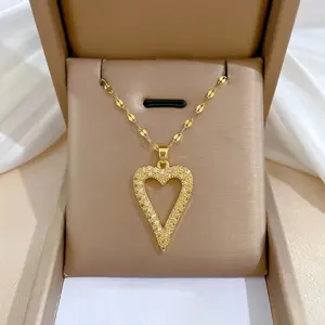 Цепочка Из Нержавеющей Стали модная Изысканная медная подвеска в форме сердца женское ожерелье подарок для влюбленных