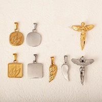 Pendentif ange gardien MECYLIFE en acier inoxydable, pendentif aile d'ange, pendentif archange, breloques pour collier, breloques plumes DIY