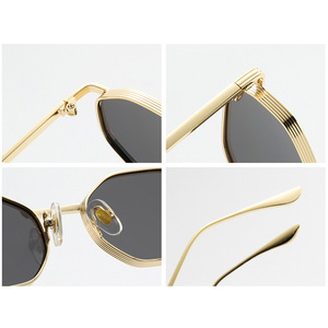 Gafas de Sol Poligonales Personalizadas, Estilo Europeo y Americano, Gafas de Sol Metálicas con Protección UV400 para Hombre y <span class=keywords><strong>Mujer</strong></span> - Product Image 2