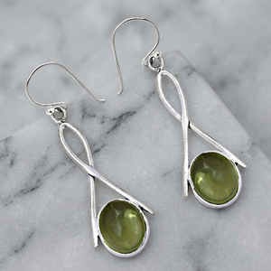 Art Palace Women's Cute Geometric Lemon Quartz Gemstone 925 Silver Hoop <b>Earrings</b>-Stylish Gift - Product Image 1