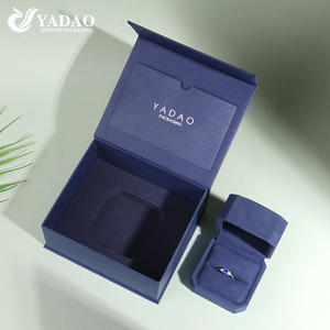 Logo personalizzato con Premium e stile <span class=keywords><strong>moderno</strong></span> blu profondo forma ottagonale scatole di gioielli blu velluto interno per la confezione di gioielli - Product Image 1