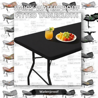 Nappe de table rectangulaire unie imperméable et élastique Smiry, 6 pieds, en polyester lavable, pour pique-nique, camping, extérieur