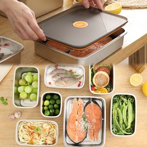 Boîte de conservation des aliments dédiée au réfrigérateur, boîte à bento pour fruits en acier inoxydable 304 de qualité alimentaire, réfrigération par congélation, hermétique - Product Image 3