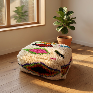 Puf Marroquí Bohemio Hecho a Mano, Cojín Otomano de Algodón, Alfombra con Diseño Floral Geométrico Abstracto, Asiento de Piso, para Bodas, Día de la Madre, Hogar - Product Image 5